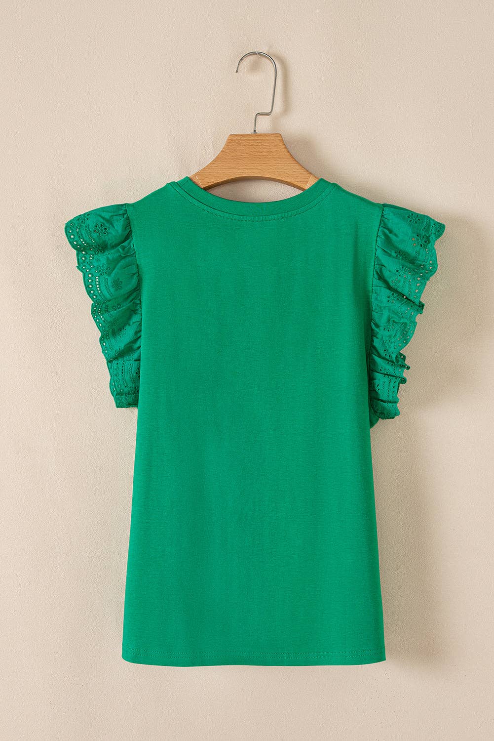Green Ruffled Sleeve Top