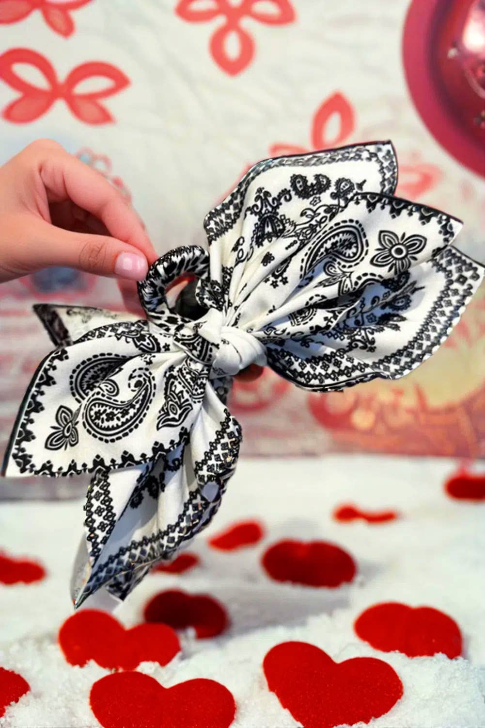 Paisley Floral Print Bow Knot Hair Clip