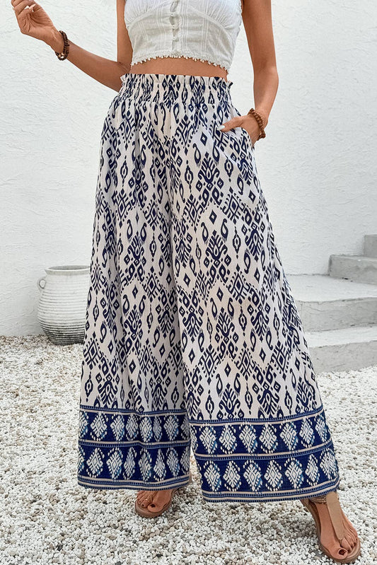 Boho Pattern Wide Leg Pants