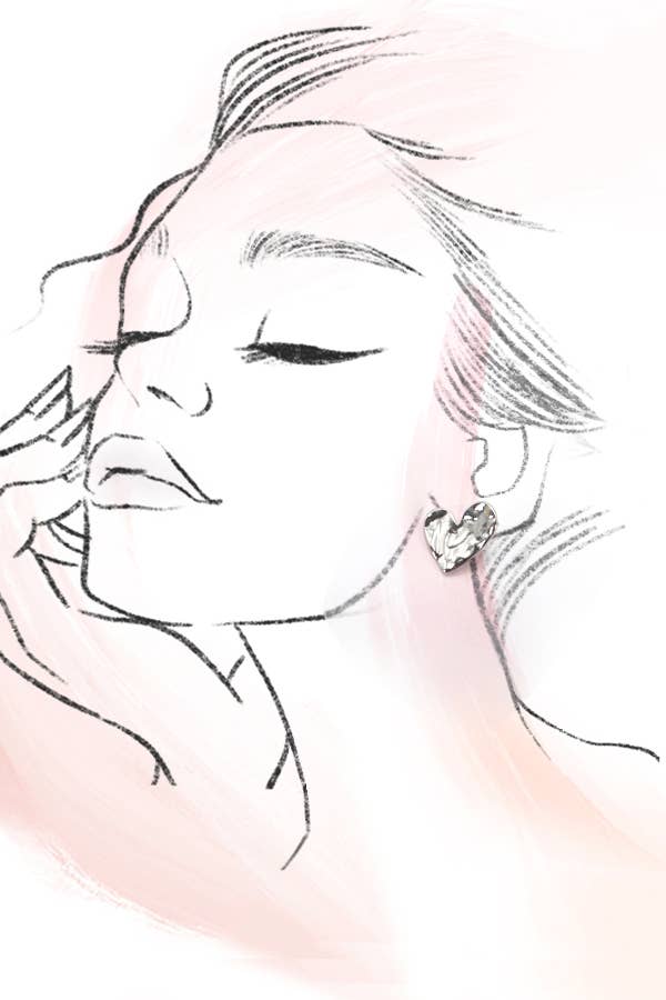 Hammered Heart Stud Earrings