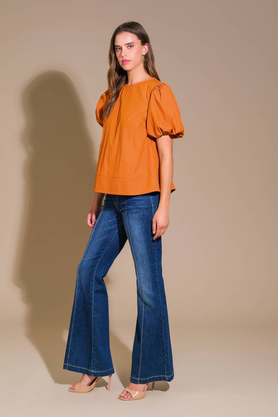Rust Solid Woven Top