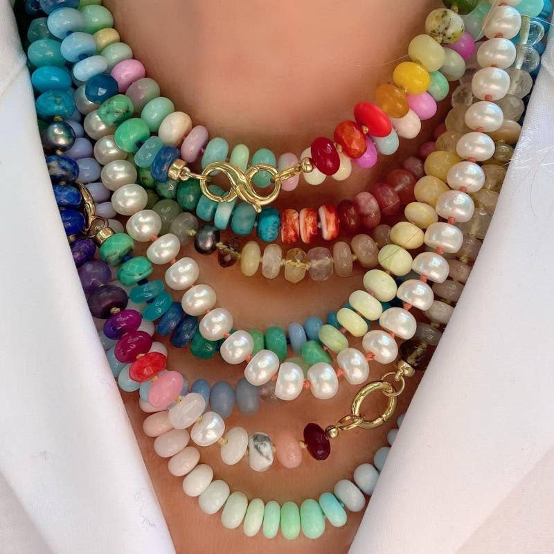 Natural Stone/Glass Mixed Necklace