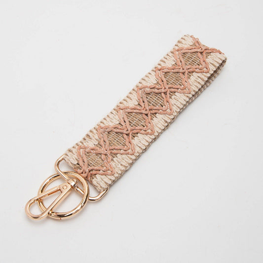 Pattern Straw Wristband Key Chain
