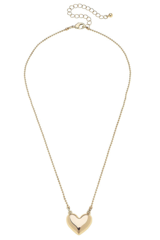 Puffy Heart Chain Necklace in Gold