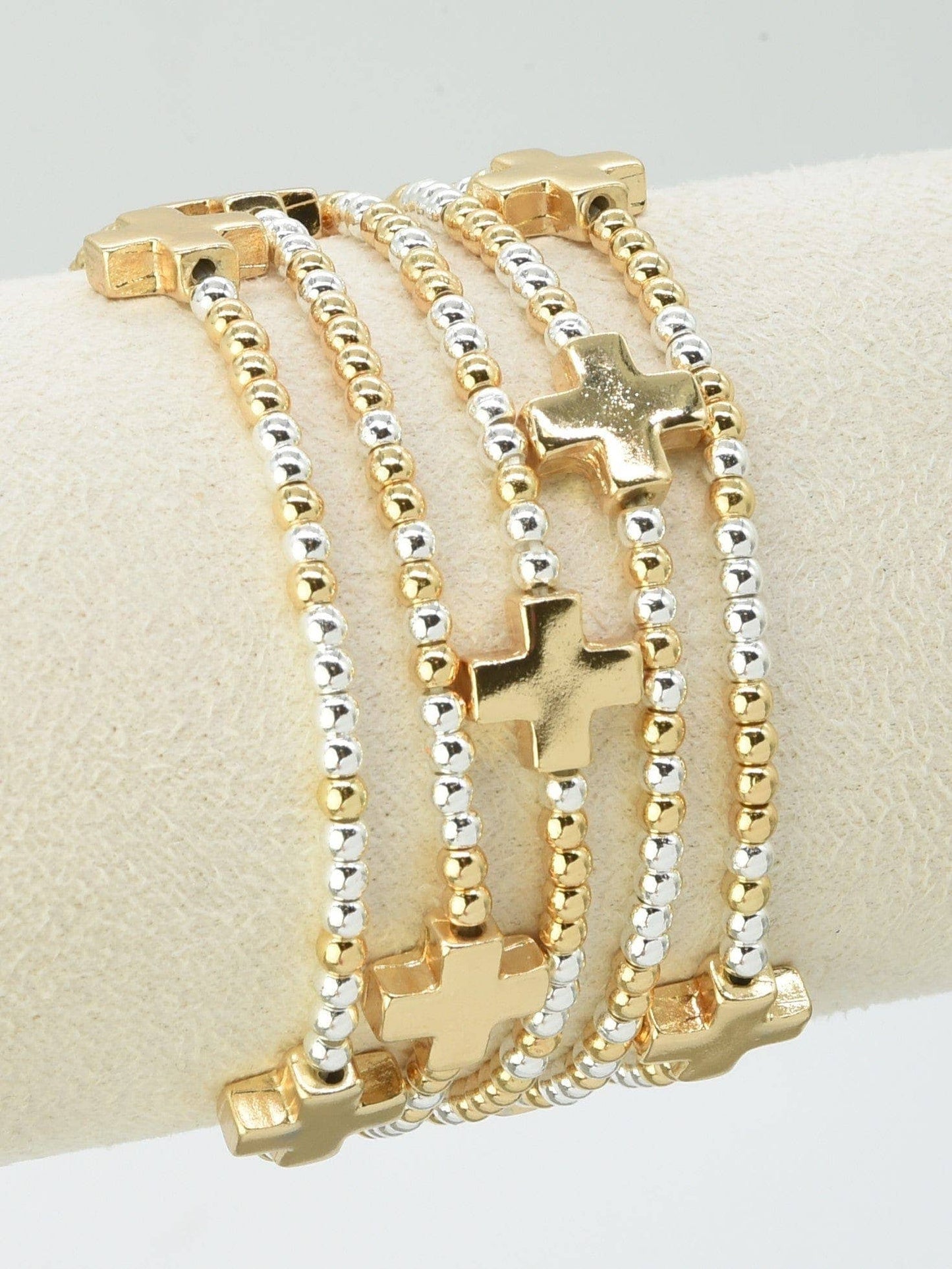 5 Piece Cross Beaded Bracelet Set