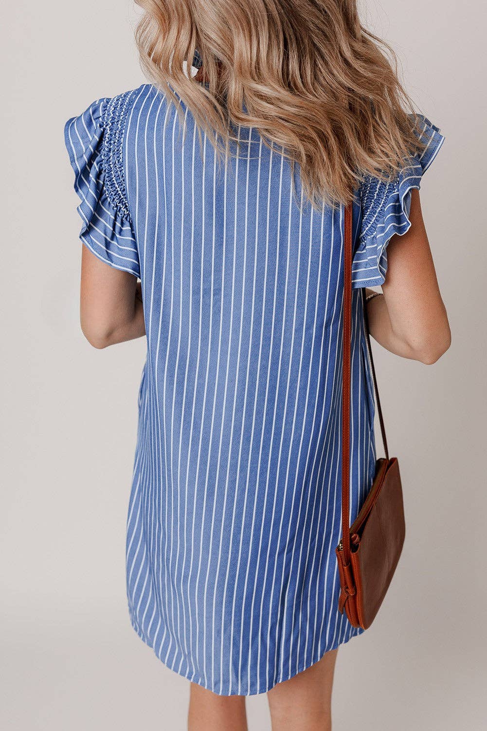 Leah Stripe Ruffle Sleeve Dress