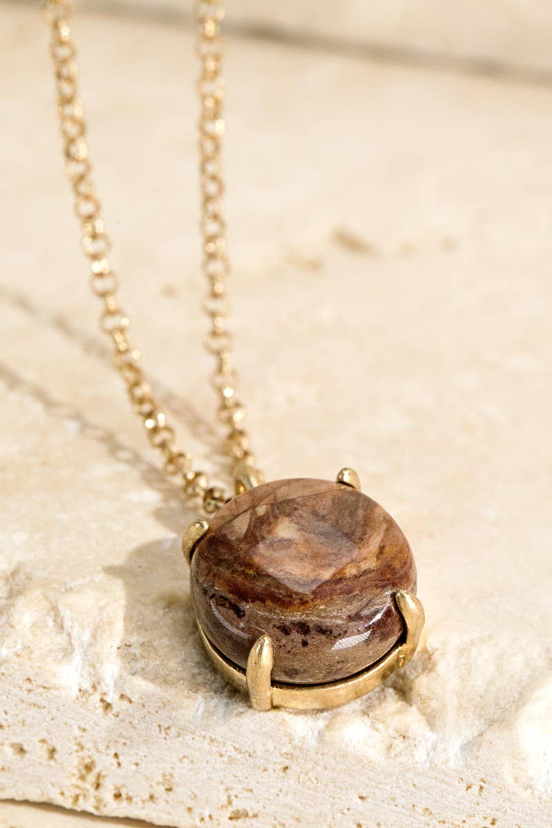 Natural Stone Charm Necklace