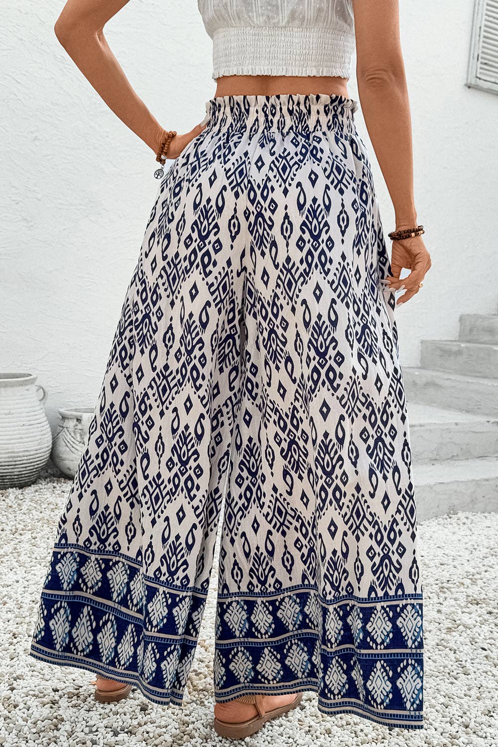 Boho Pattern Wide Leg Pants