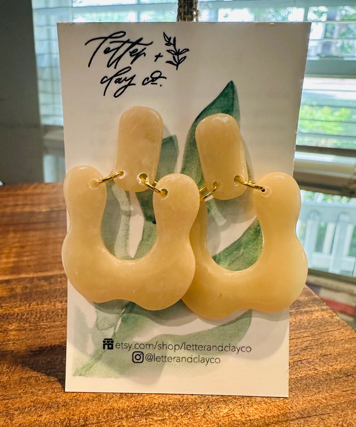 Letter and Clay Earrings