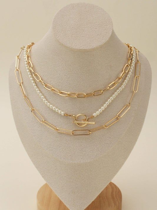 Multi Pearl Chain Necklace