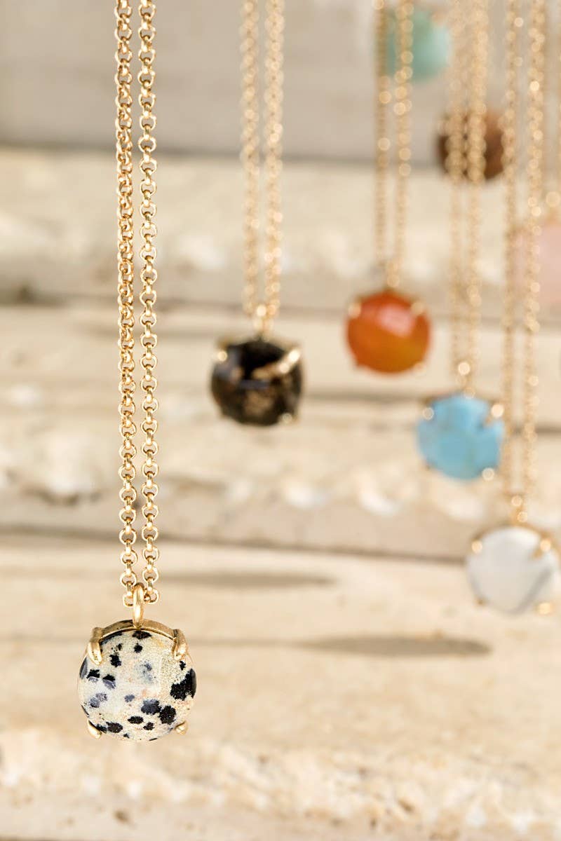 Natural Stone Charm Necklace