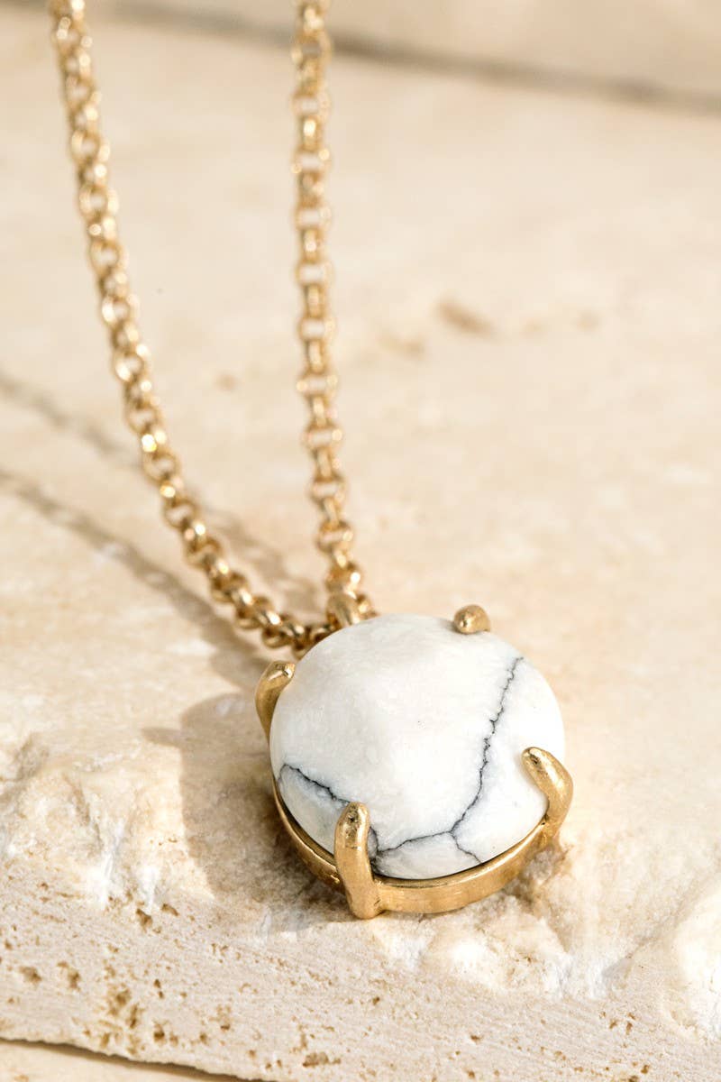 Natural Stone Charm Necklace