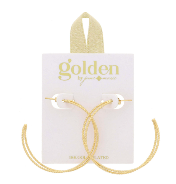18K Offset Double Skinny Twist Hoop Earrings