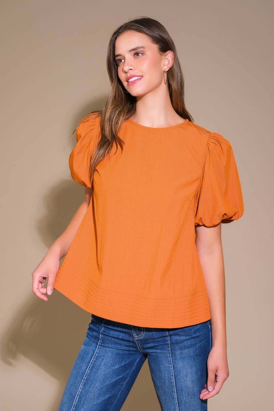 Rust Solid Woven Top