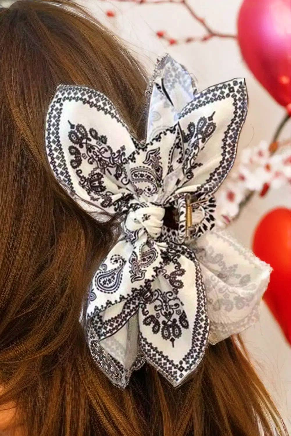 Paisley Floral Print Bow Knot Hair Clip