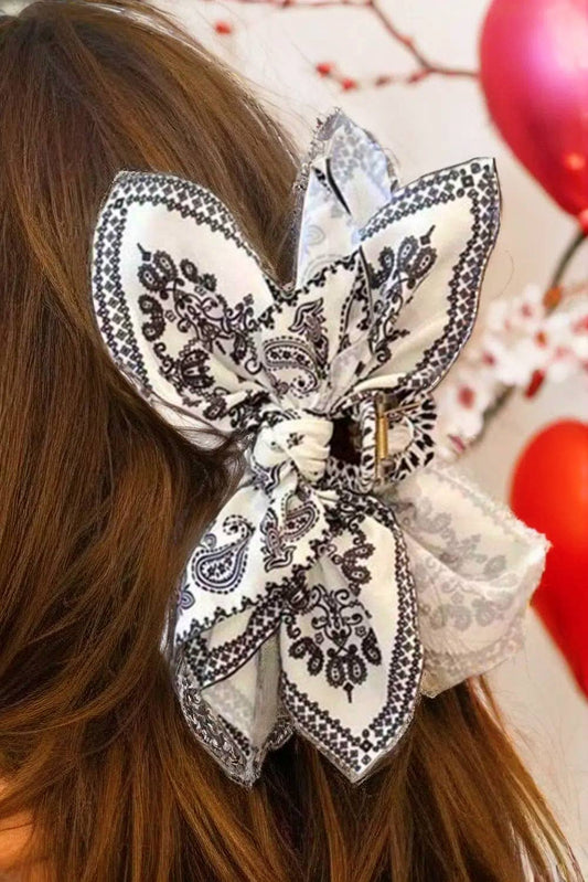 Paisley Floral Print Bow Knot Hair Clip