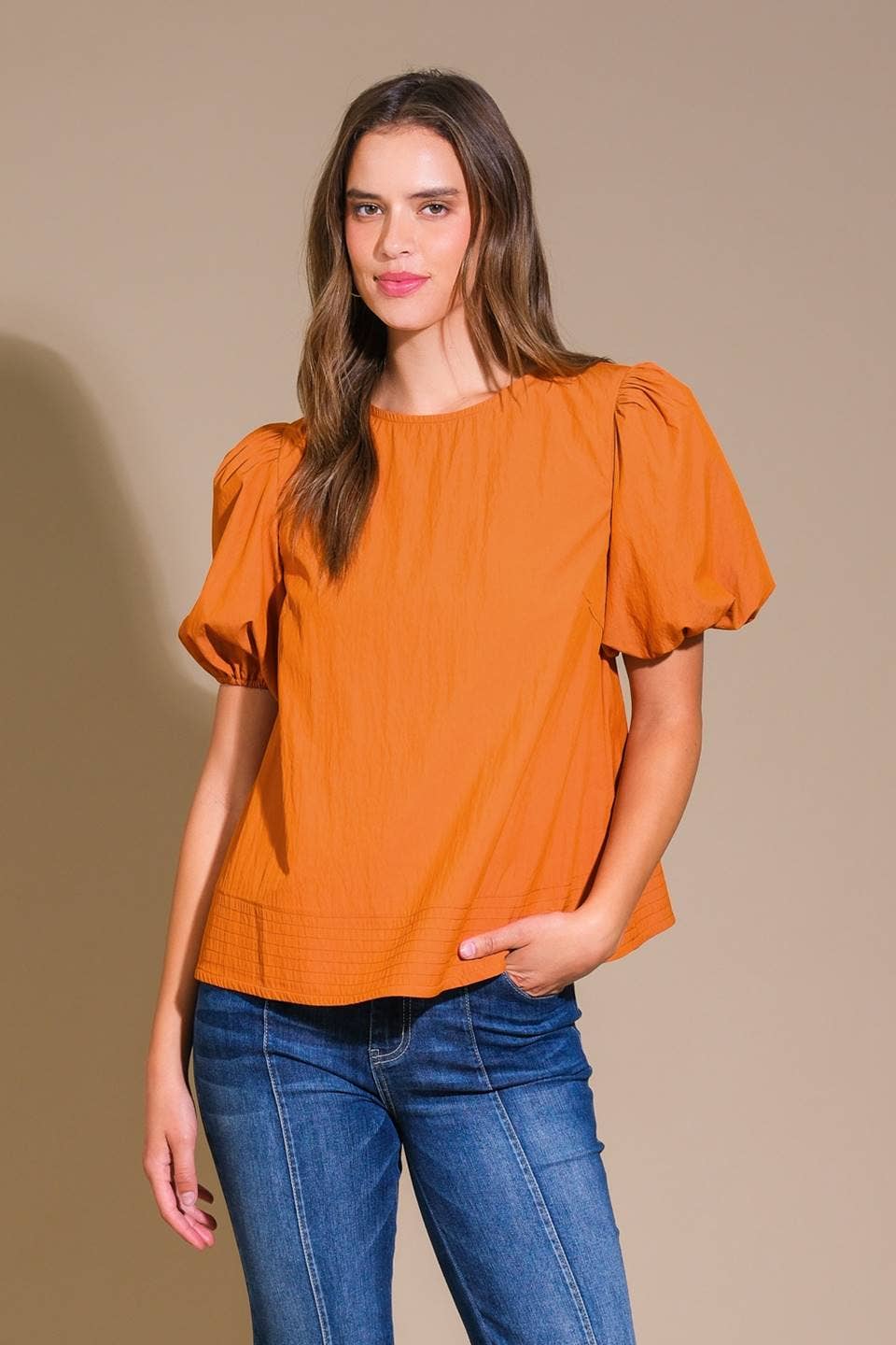Rust Solid Woven Top