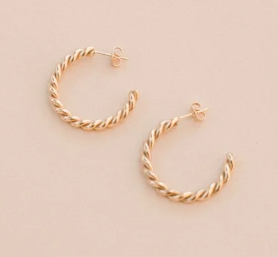 Gold Twist Hoop Earrings