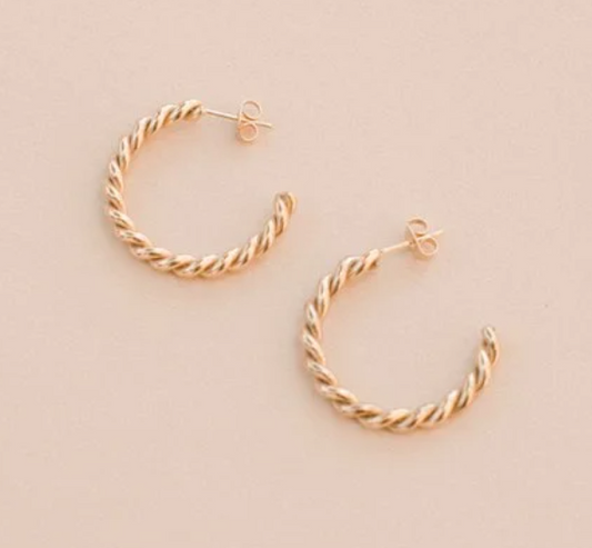 Gold Twist Hoop Earrings