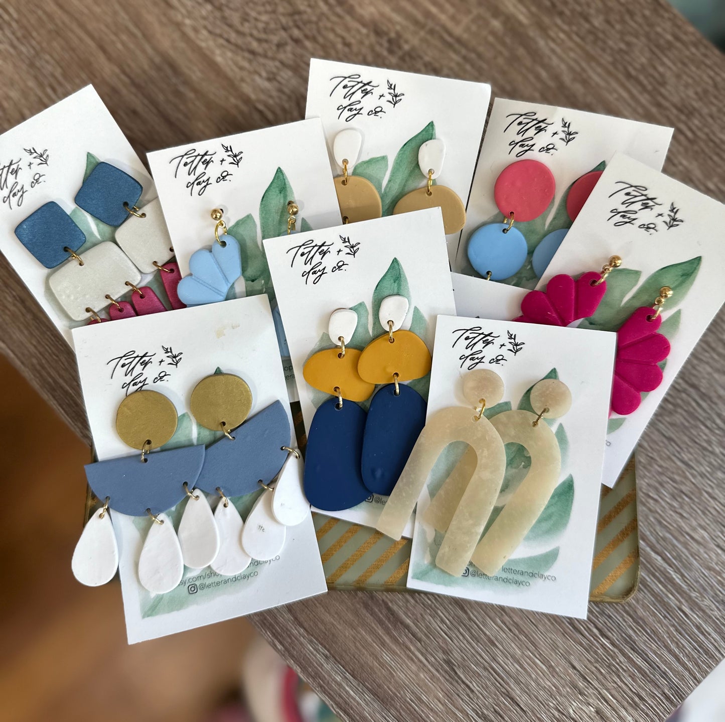 Letter and Clay Earrings