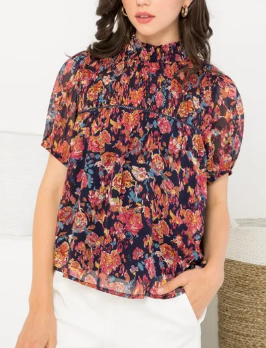 Navy Floral THML Top