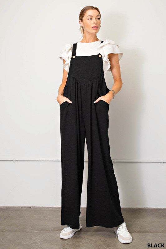 Black Linen Overalls
