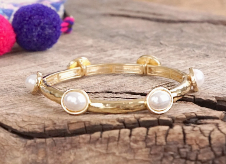 Jeweled Golden Bangle with Semi Precious Stone Dots