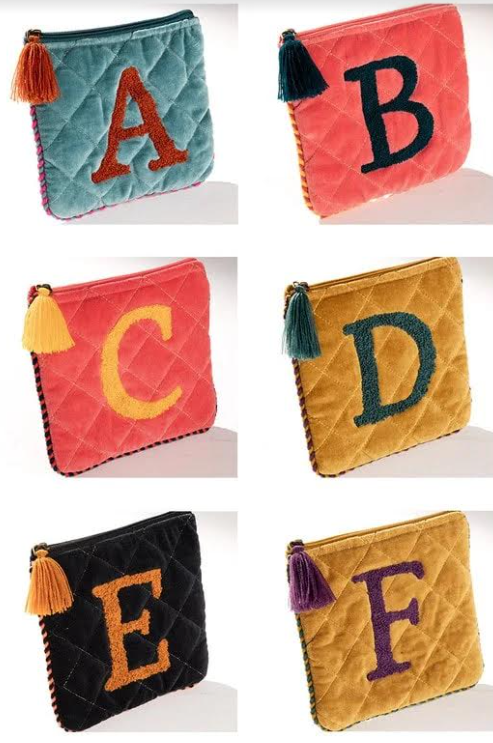 Velvet Initial Pouch