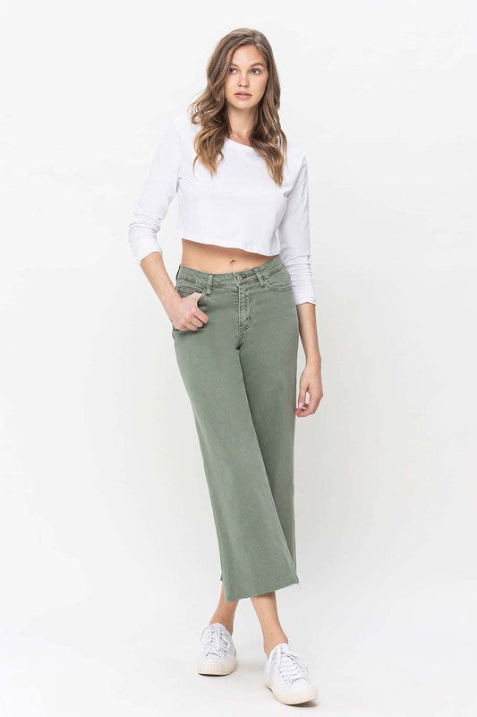 Vervet Olivia Green Crop Jeans