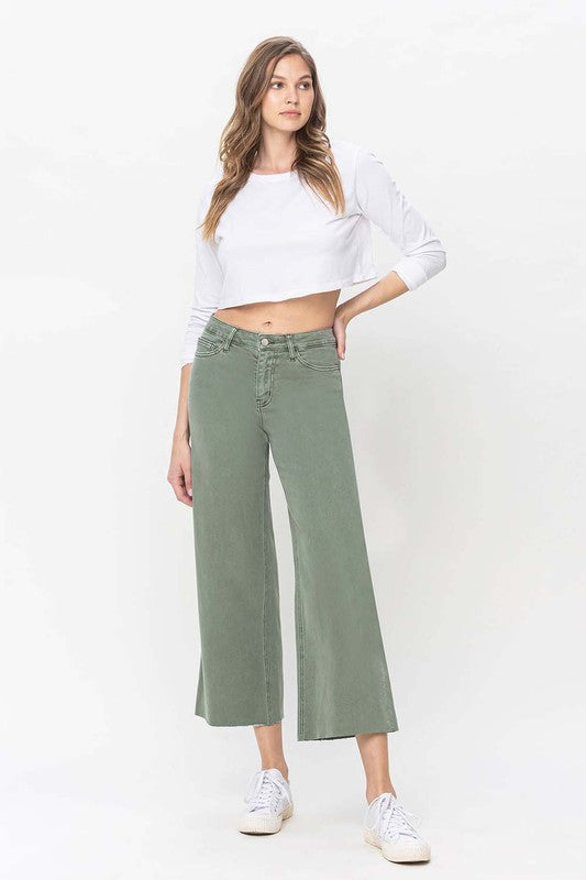 Vervet Olivia Green Crop Jeans