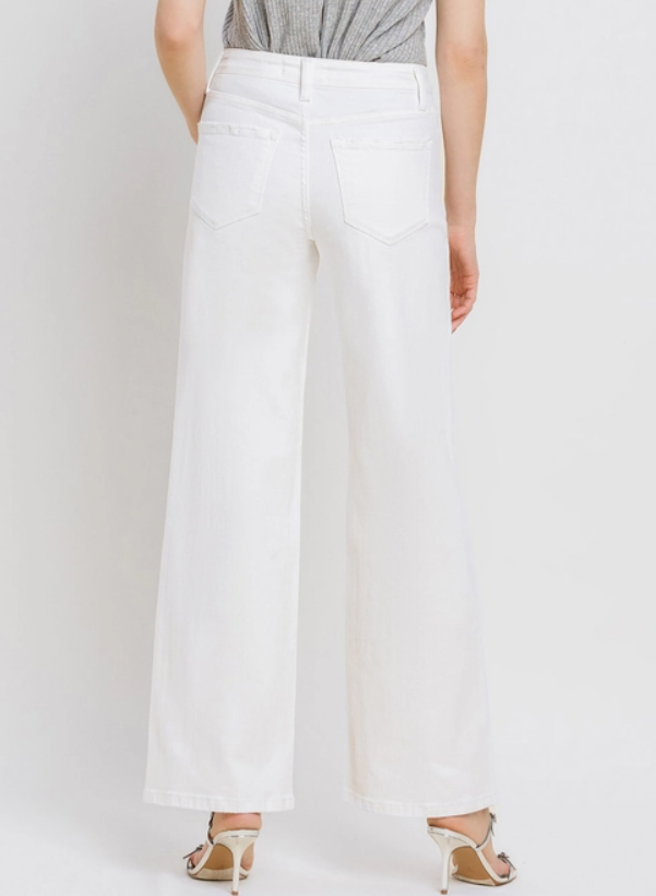 Vervet White High Rise Wide Leg Jeans