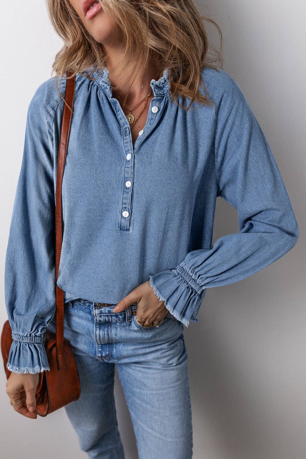 Buttoned Denim Top