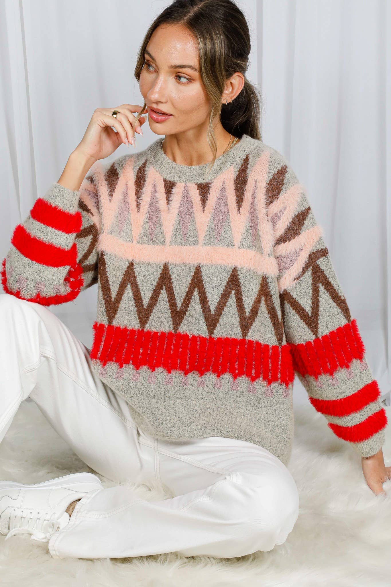 Tribal Patterned Mohair Sweater