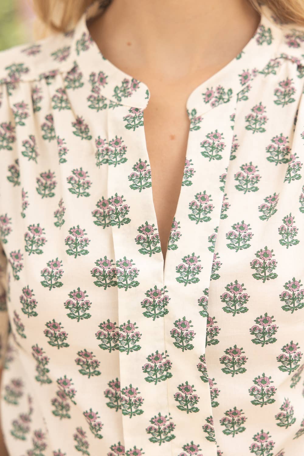 Smocked Cuff Floral Top