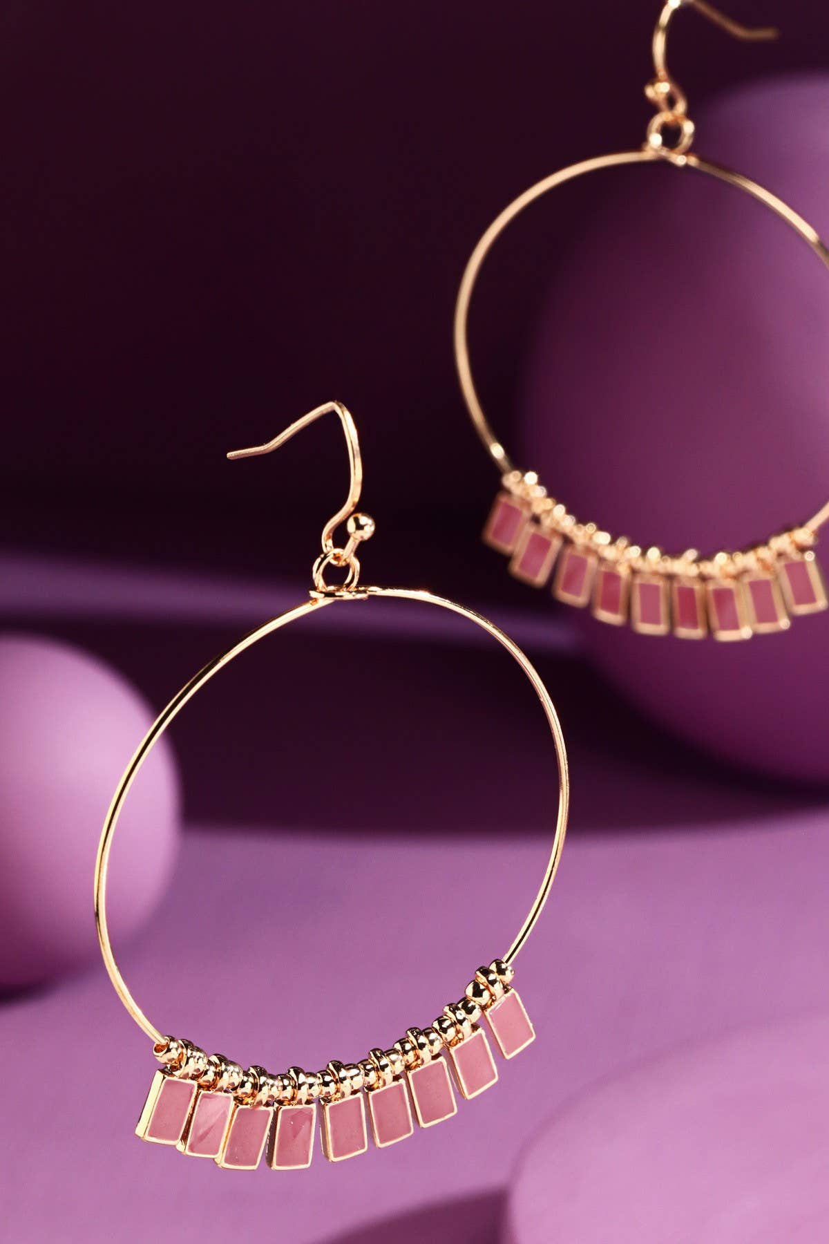 Wire Hoop Earrings with Charms