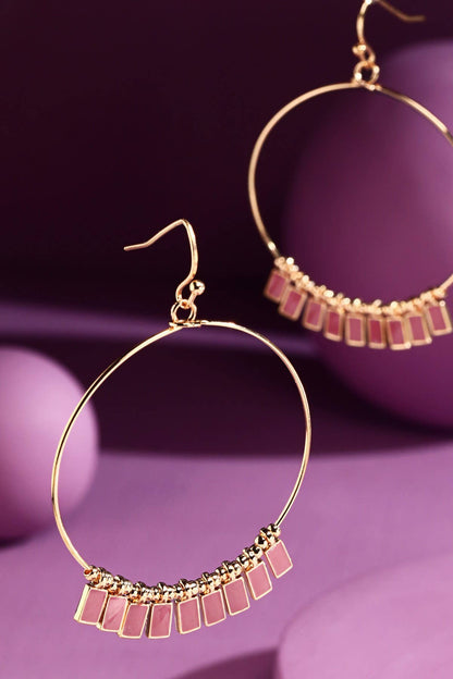 Wire Hoop Earrings with Charms