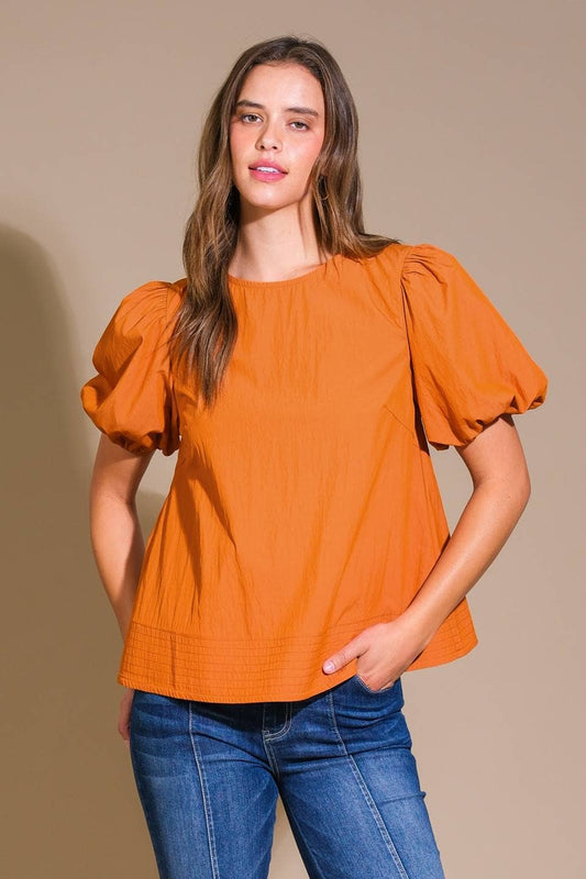 Rust Solid Woven Top