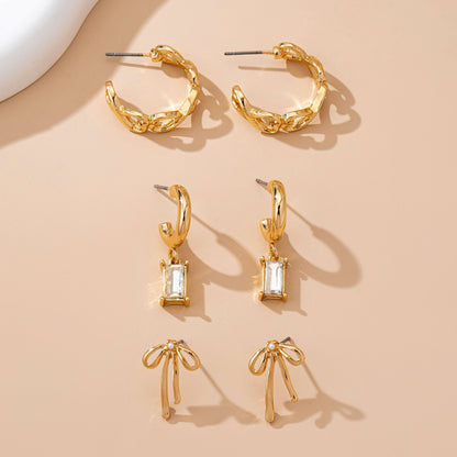 Trio Gold Earring Set