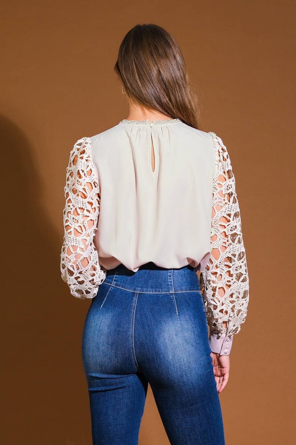 Cream Woven Sleeve Top