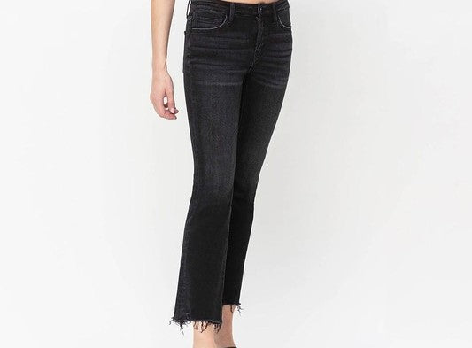 Flying Monkey Mid Rise Crop Flare Jeans (black)