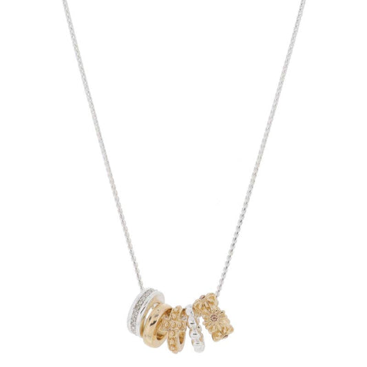 Crystal, Ring, Cross, Flowers Necklace