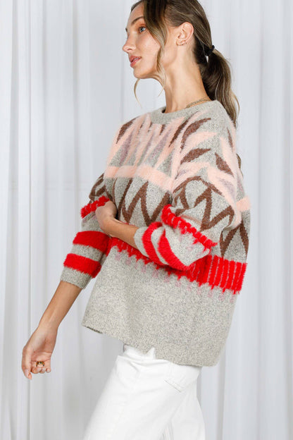 Tribal Patterned Mohair Sweater