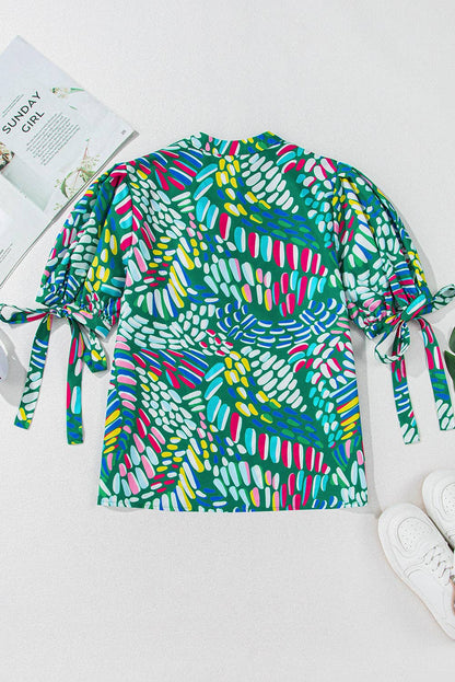Geometric Puff Sleeve Blouse
