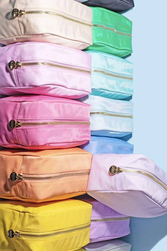 Emma Round Zippered Nylon Cosmetic Pouch Bag