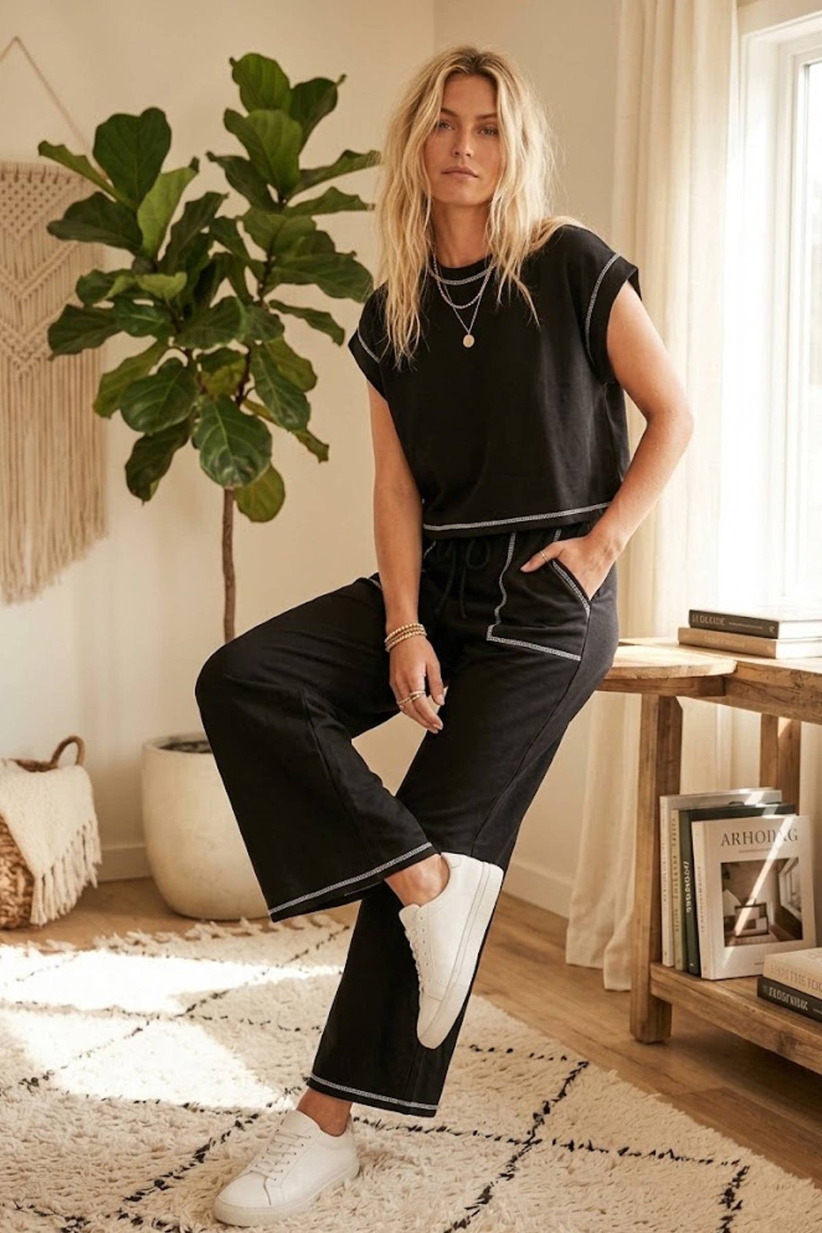 Scuba Contrast Stitch Lounge Set