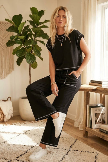 Scuba Contrast Stitch Lounge Set