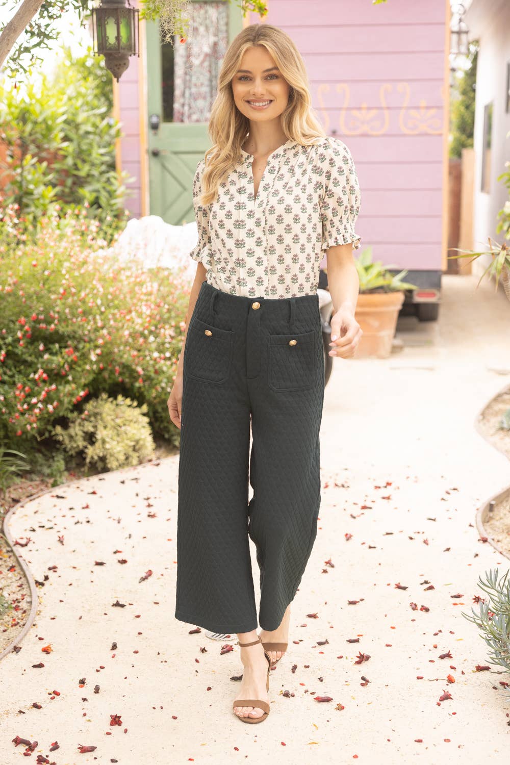 Smocked Cuff Floral Top