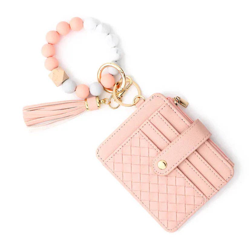 Quilted Beaded Keychain Bracelet Wallet