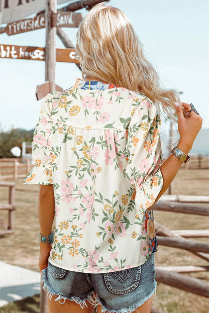 Crochet Boho Floral Blouse