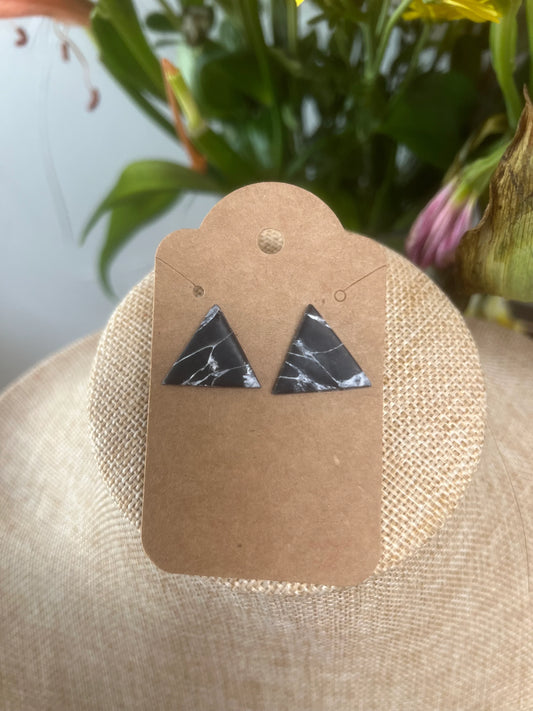 Black Marble Triangle Studs